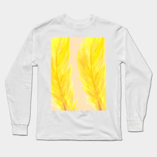 Boho golden feather pattern Long Sleeve T-Shirt